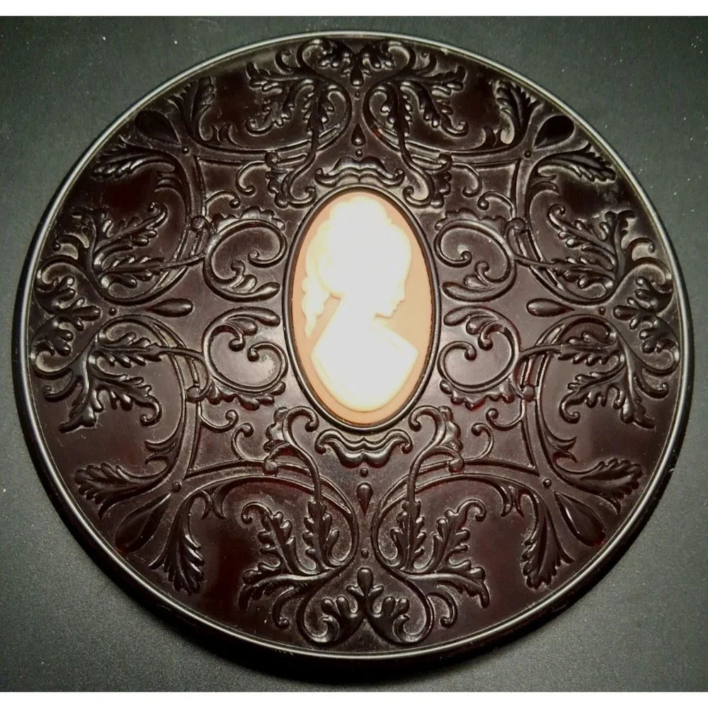 Vintage Avon Cameo Powder Compact with Ornate Design 